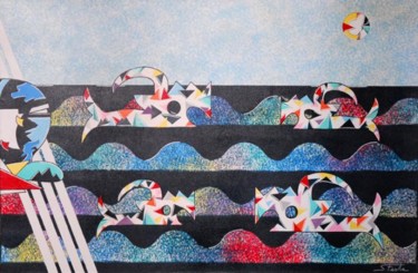 Pittura intitolato "pesci mediterranei" da Stefano Festa, Opera d'arte originale