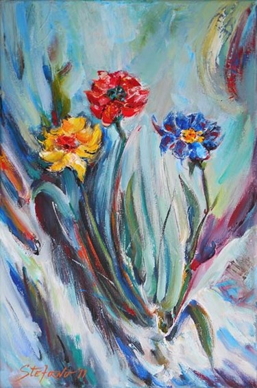 Painting titled "Wild flowers II" by Stefano Popovski, Original Artwork, Oil