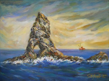 Painting titled "Colombretes island" by Stefano Popovski, Original Artwork, Oil
