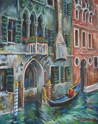 Painting titled "Venice - Palazzo" by Stefano Popovski, Original Artwork, Oil