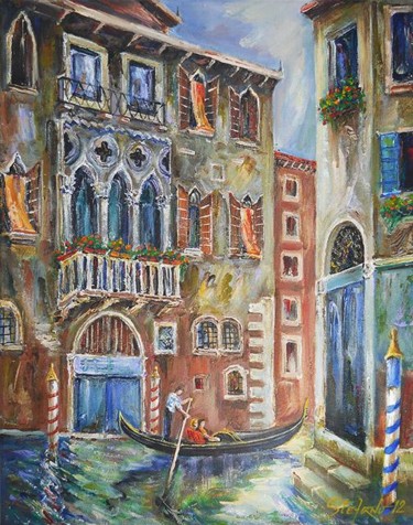 Painting titled "Venice - Romantic R…" by Stefano Popovski, Original Artwork, Oil