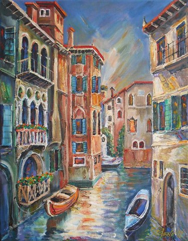 Painting titled "Venice at dusk" by Stefano Popovski, Original Artwork, Oil