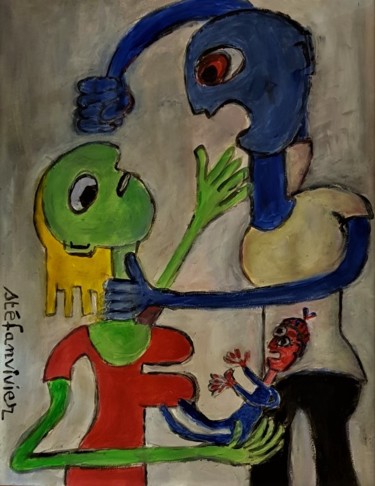 Schilderij getiteld "" c'est qui le patr…" door Stéfanvivier, Origineel Kunstwerk, Acryl