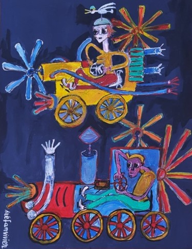Peinture intitulée "" départ en voyage "" par Stéfanvivier, Œuvre d'art originale, Acrylique