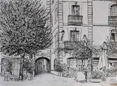 제목이 "Le porche"인 그림 Stéfarno로, 원작, 마커 판지에 장착됨