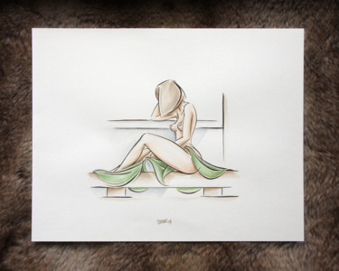 Painting titled "Dix" by Stef'Création, Original Artwork, Watercolor