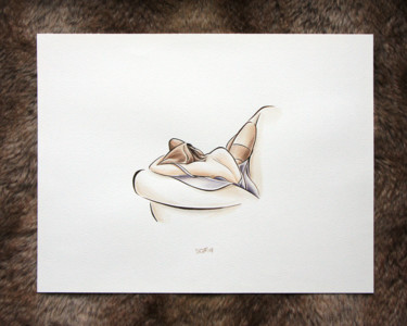 Painting titled "Trois" by Stef'Création, Original Artwork, Watercolor