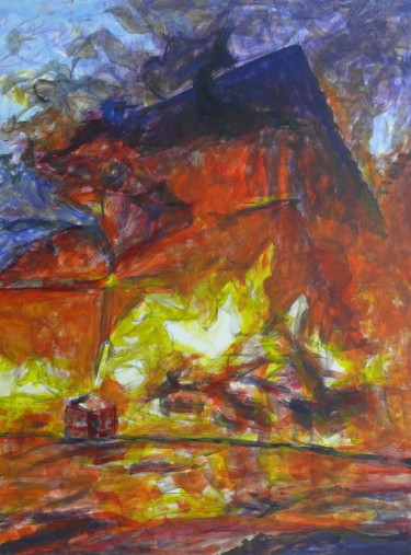 Malerei mit dem Titel "Der Brand" von Steffi Goldrand, Original-Kunstwerk