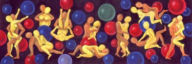Painting titled "Paare beim Ballspiel" by Steffi Wesarg, Original Artwork, Oil