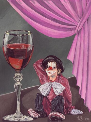Painting titled "Durstiger Clown" by Steffi Wesarg, Original Artwork, Oil