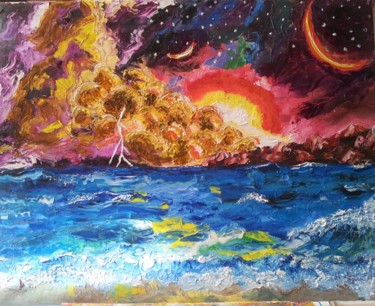 Pittura intitolato "Tempesta in mare" da Stefka Hristova, Opera d'arte originale