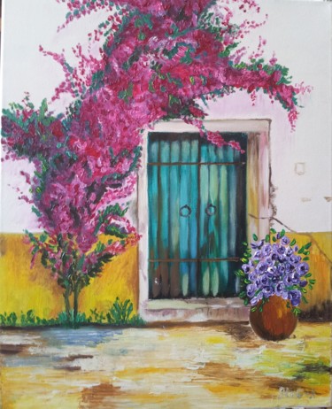 Painting titled "Porta verde in Tosc…" by Stefka Hristova, Original Artwork, Oil