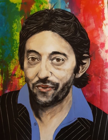 Painting titled "serge gainsbourg" by Stephane Henry, Original Artwork, Acrylic