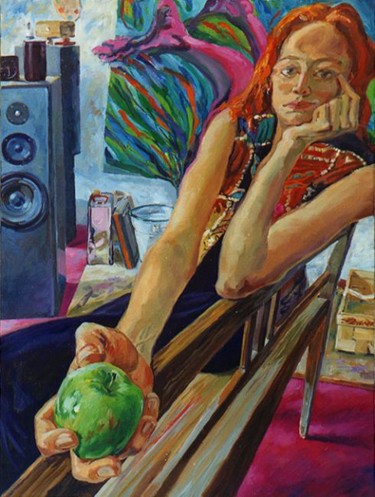 Painting titled "Eva with Apple" by Klaus Steigner, Original Artwork, Other