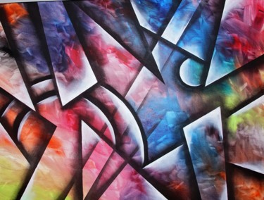 Картина под названием "Geometric" - Steivan Loundou, Подлинное произведение искусства, Акрил Установлен на Деревянная рама д…