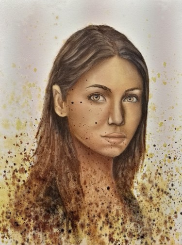 Pintura intitulada "Série portraits hum…" por Steivan Loundou, Obras de arte originais, Óleo Montado em Armação em madeira