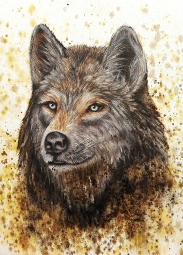 Peinture intitulée "Le loup série anima…" par Steivan Loundou, Œuvre d'art originale, Huile Monté sur Châssis en bois