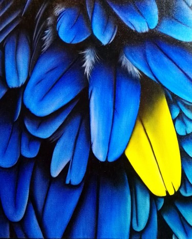 Peinture intitulée "les plumes huile su…" par Steivan Loundou, Œuvre d'art originale, Huile Monté sur Châssis en bois