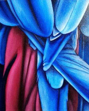 Peinture intitulée "Série les plumes fo…" par Steivan Loundou, Œuvre d'art originale, Encaustique Monté sur Châssis en bois