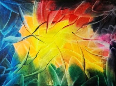 Encaustique sur toile format 30/40 cm 2021 Malerei mit dem Titel "Encaustique sur toi…" von Steivan Loundou, Original-Kunstwerk, Encaustic Auf Gestell montiert