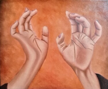 Peinture intitulée "Etude les mains hui…" par Steivan Loundou, Œuvre d'art originale, Huile Monté sur Châssis en bois