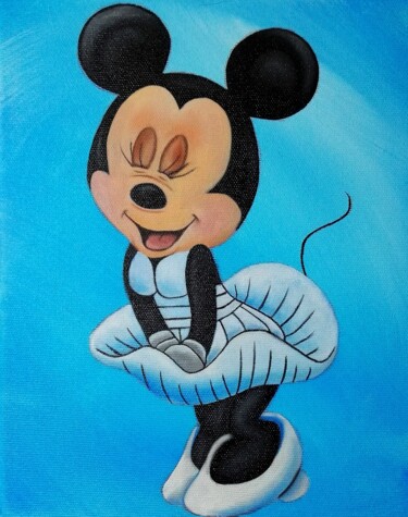 Painting titled "Minnie huile sur to…" by Steivan Loundou, Original Artwork, Oil Mounted on Wood Stretcher frame
