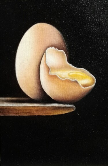 Peinture intitulée "les œufs étude sur…" par Steivan Loundou, Œuvre d'art originale, Huile Monté sur Carton