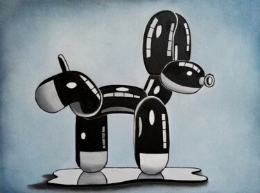 Painting titled "Balloon dog huile s…" by Steivan Loundou, Original Artwork, Oil Mounted on Wood Stretcher frame
