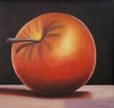 Schilderij getiteld "Petite pomme huile…" door Steivan Loundou, Origineel Kunstwerk, Olie Gemonteerd op Karton
