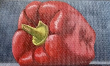 Pintura titulada "Peinture, poivron,…" por Steivan Loundou, Obra de arte original, Oleo Montado en Cartulina