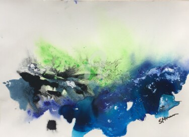 Peinture intitulée "L'instant bleu" par Steliana Mocanu, Œuvre d'art originale, Acrylique