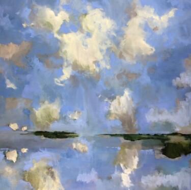 Malarstwo zatytułowany „Clouds reflection” autorstwa Stella Burggraaf, Oryginalna praca, Olej Zamontowany na Drewniana rama…