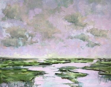 Картина под названием "Purple sky" - Stella Burggraaf, Подлинное произведение искусства, Масло Установлен на Деревянная рама…