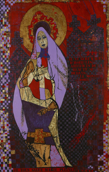 Pintura intitulada "Serie des Vierges -…" por Stella De La Cruz, Obras de arte originais, Óleo Montado em Outro painel rígido