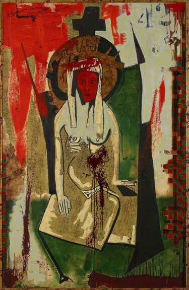 Schilderij getiteld "Serie des Vierges -…" door Stella De La Cruz, Origineel Kunstwerk, Olie Gemonteerd op Andere stijve pan…