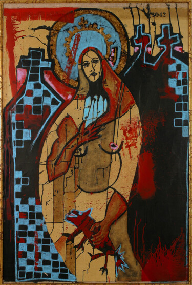 Painting titled "serie "Des Vierges"…" by Stella De La Cruz, Original Artwork, Oil Mounted on Other rigid panel