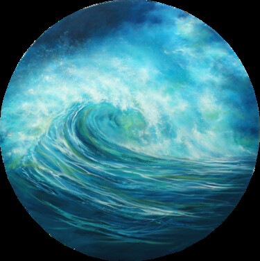 Painting titled "Thalassa II" by Stella Dunkley, Original Artwork, Oil Mounted on Wood Stretcher frame