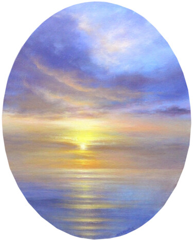Painting titled "Serene Morning" by Stella Dunkley, Original Artwork, Oil Mounted on Wood Stretcher frame