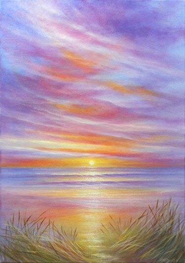 Pintura titulada "Summer Sunset" por Stella Dunkley, Obra de arte original, Oleo Montado en Bastidor de camilla de madera