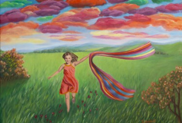 Painting titled "<<Moments of happin…" by Stella Giagkouli, Original Artwork, Oil