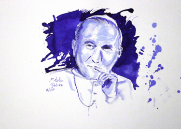 Malerei mit dem Titel "Johannes Paul II.jpg" von Stella Polare, Original-Kunstwerk, Tinte