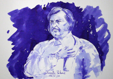 Painting titled "Honore de Balzac" by Stella Polare, Original Artwork, Ink