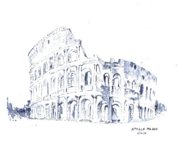 Dibujo titulada "Rome by Stella Pola…" por Stella Polare, Obra de arte original, Tinta