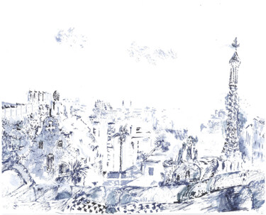 Dibujo titulada "Barcelone by Stella…" por Stella Polare, Obra de arte original, Tinta