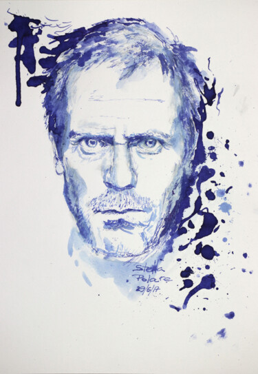 Pittura intitolato "Hugh Laurie 11 June" da Stella Polare, Opera d'arte originale, Inchiostro