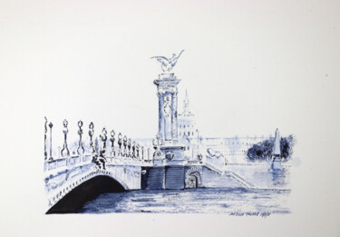 Drawing titled "Pont-Alexandre-3.jpg" by Stella Polare, Original Artwork, Ink