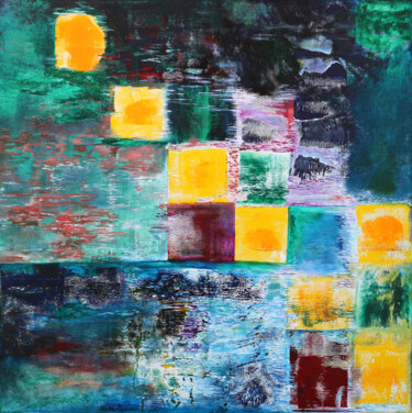 Peinture intitulée "sunset-80x80-2019-h…" par Stella Polare, Œuvre d'art originale