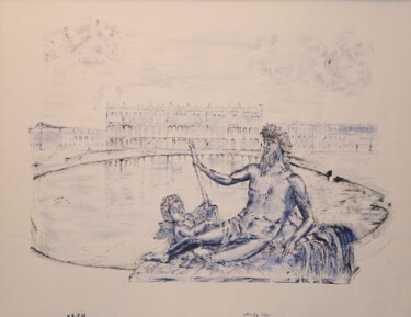 Drawing titled "Versailles_Poseidon" by Stella Polare, Original Artwork, Ink