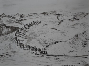 Drawing titled "Caravane" by Stella Polare, Original Artwork, Ink