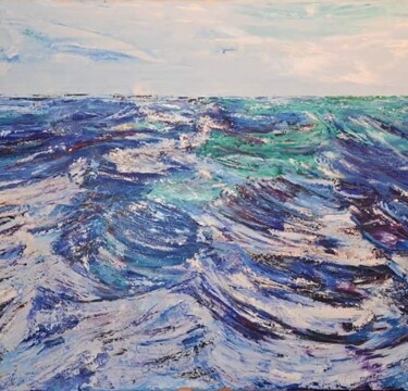 Painting titled "Mer" by Stella Polare, Original Artwork, Oil